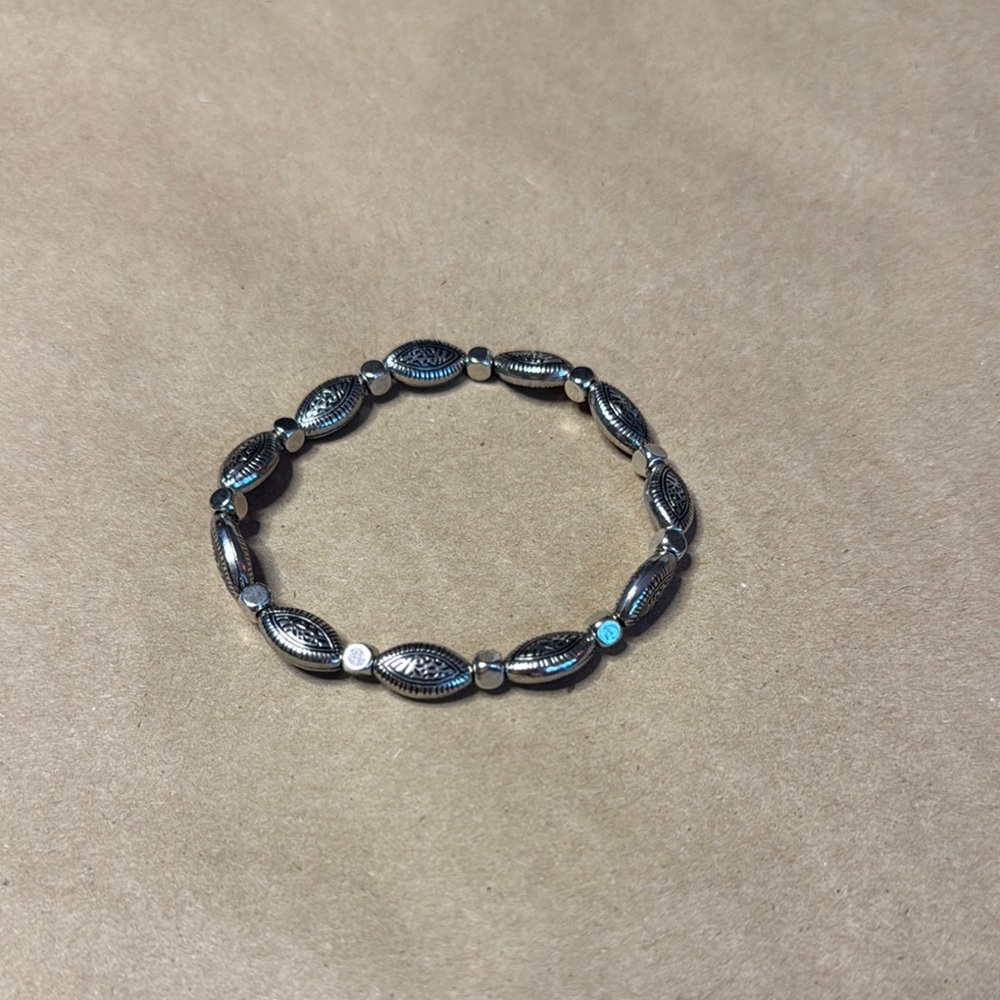 Silver Oval Bead Bracelet with Chain Design